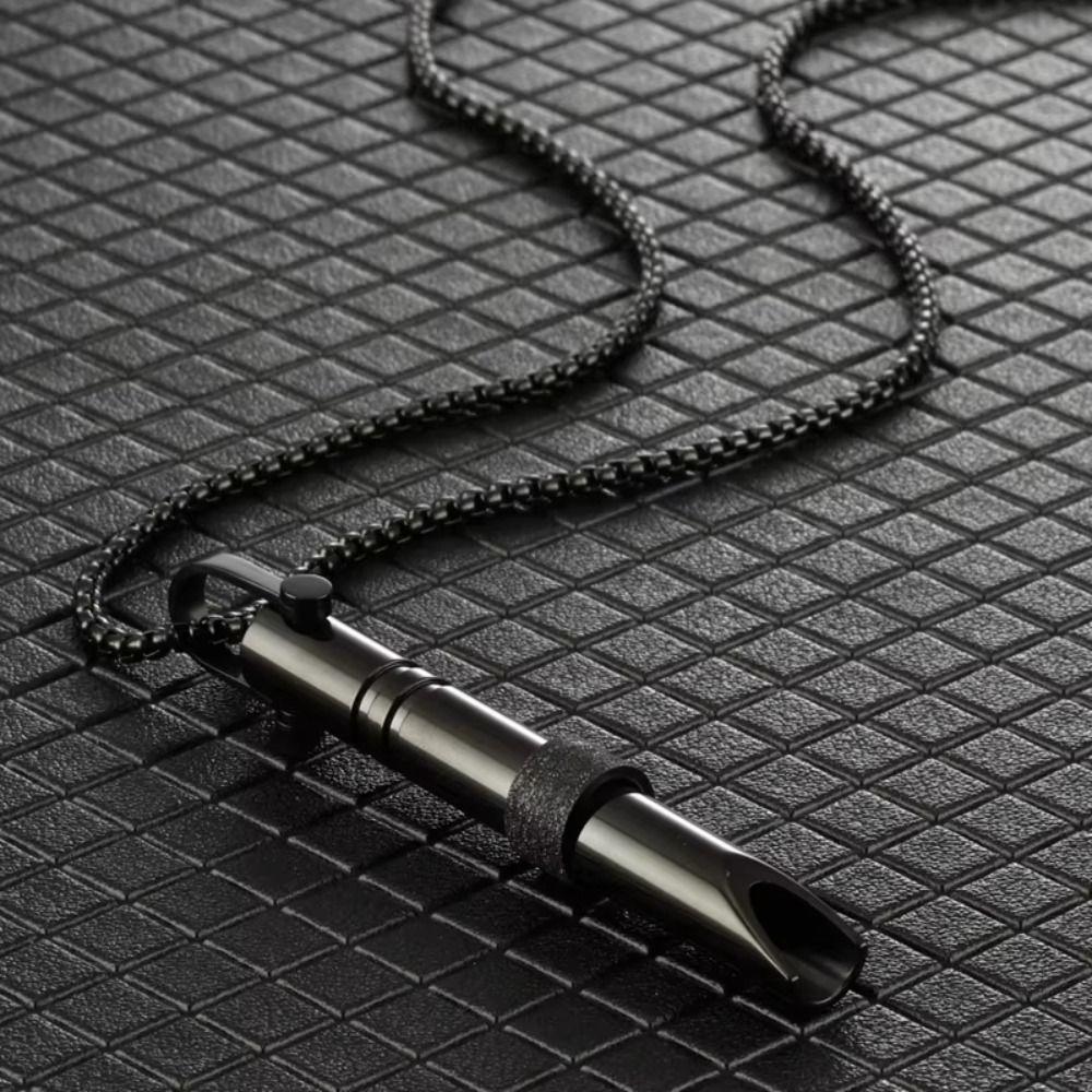 Regulating Breathing Breathing Whistle Stainless Steel Meditation Necklace  Couple