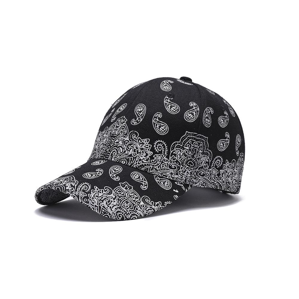 Унисекс бейсболка в корейском стиле с принтом «Цветок кешью» Adjustable чёрный