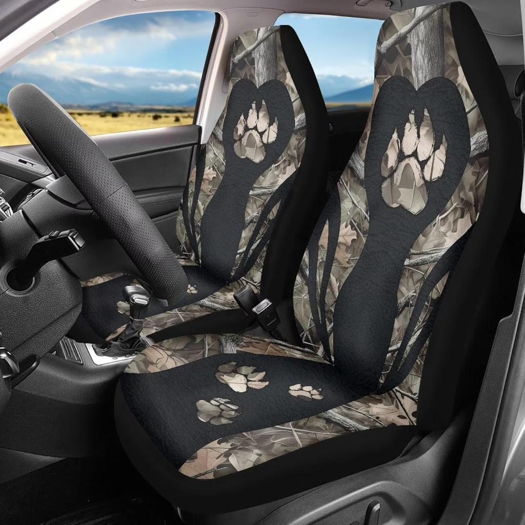 Bulopur Black Boho Floral Car Seat Covers Front Seats Only for Women Men Seat Covers w/Organizer Pocket for Cars SUV Truck Sedan