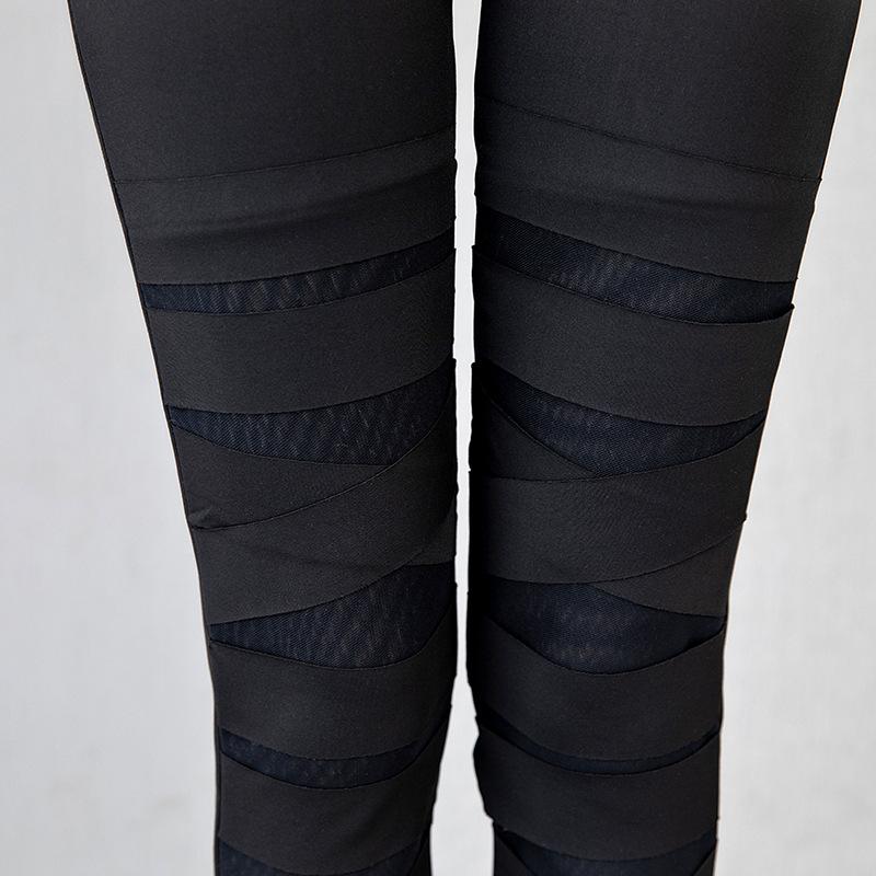 

Зимние новые бархатные утолщенные бретели молочный шелк перекрестные леггинсы сетка сборка поддельное мясо теплые брюки девять точек average size