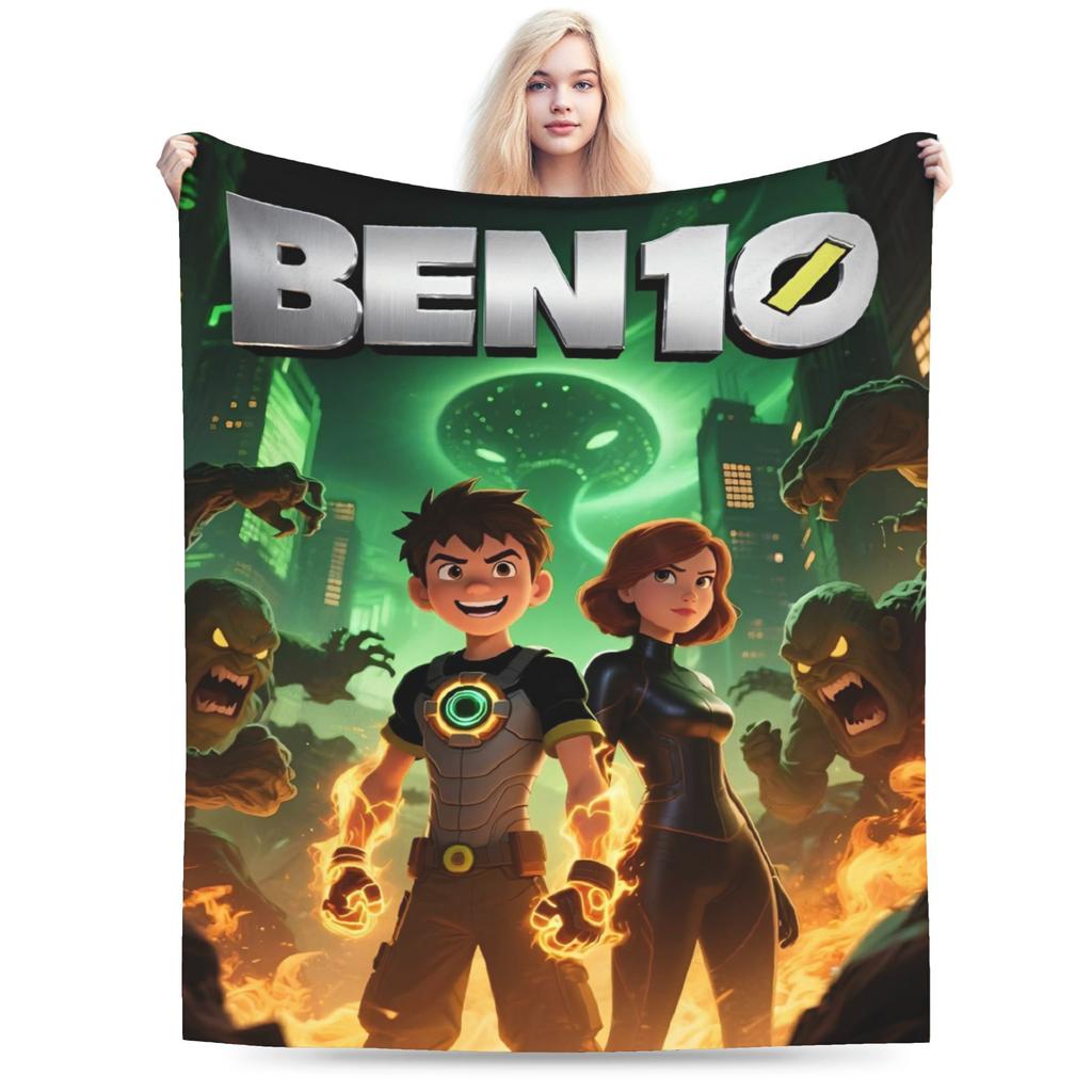 Ben 10 Omnitrix Pluszowy Koc Dziewczynki Chłopcy Flanelowy Koc Na Kanapę Łóżko Miękki Niestandardowa Jakość Narzuta Pomysł Na Prezent