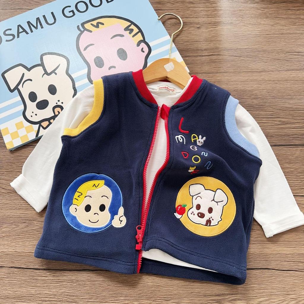Autumn 2025 Kids' Warm Velvet Vest for Boys and Girls - Small & Medium Sizes