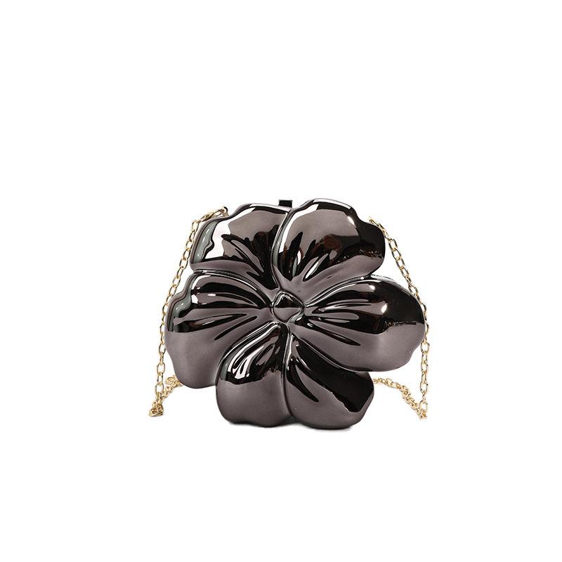 Fashion Metal Flower Shaped Crossbody Bag for Women Gold Box Shoulder Bags Shinny Evening Party Clutch Bag Small Phone Purses