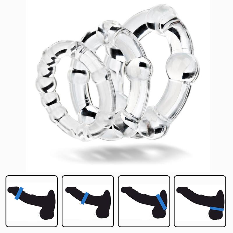 Set of 3PCS Durable Cock Rings Bead Penis Ring Male Delay Ejaculation Lasting Erection Ring Sex Toys for Men Adults Couple