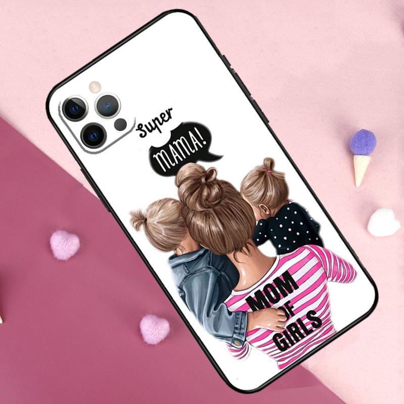 Baby Mother Brown Girl Family Phone Case For iPhone 17 Pro Max 11 14 15 16 Pro Max Plus 12 13 Mini 17 Air 16e Back Cover
