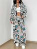 Grid New Autumn And Winter New European And American Women'S Clothing Striped Printing Suit Women
