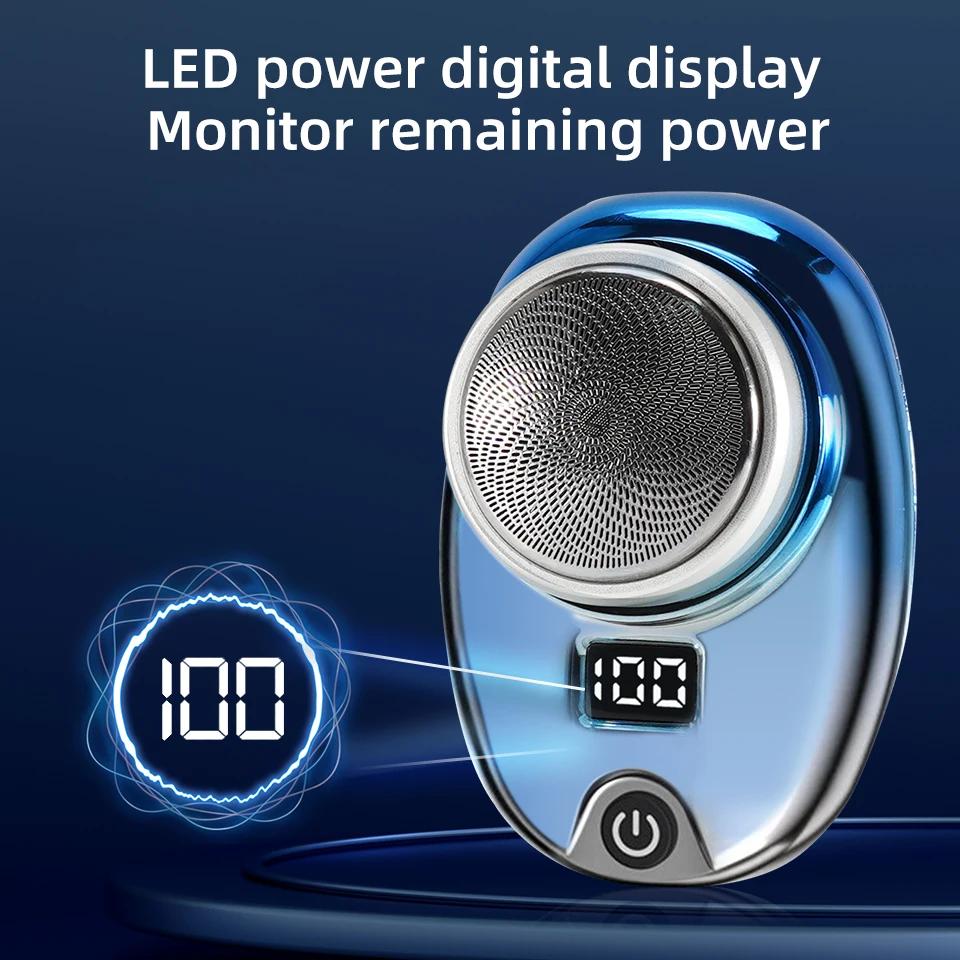 Portable Electric Shaver USB Rechargeable Mini Shave Electric Razor Pocket Shaver Waterproof Shaver Smart LED Display