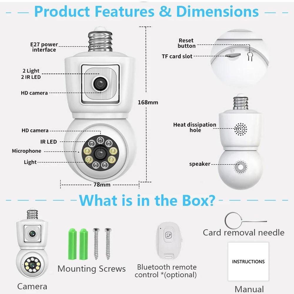 iCSee E27 Wireless Smart Surveillance Binocular Camera with Mobile Remote Monitoring