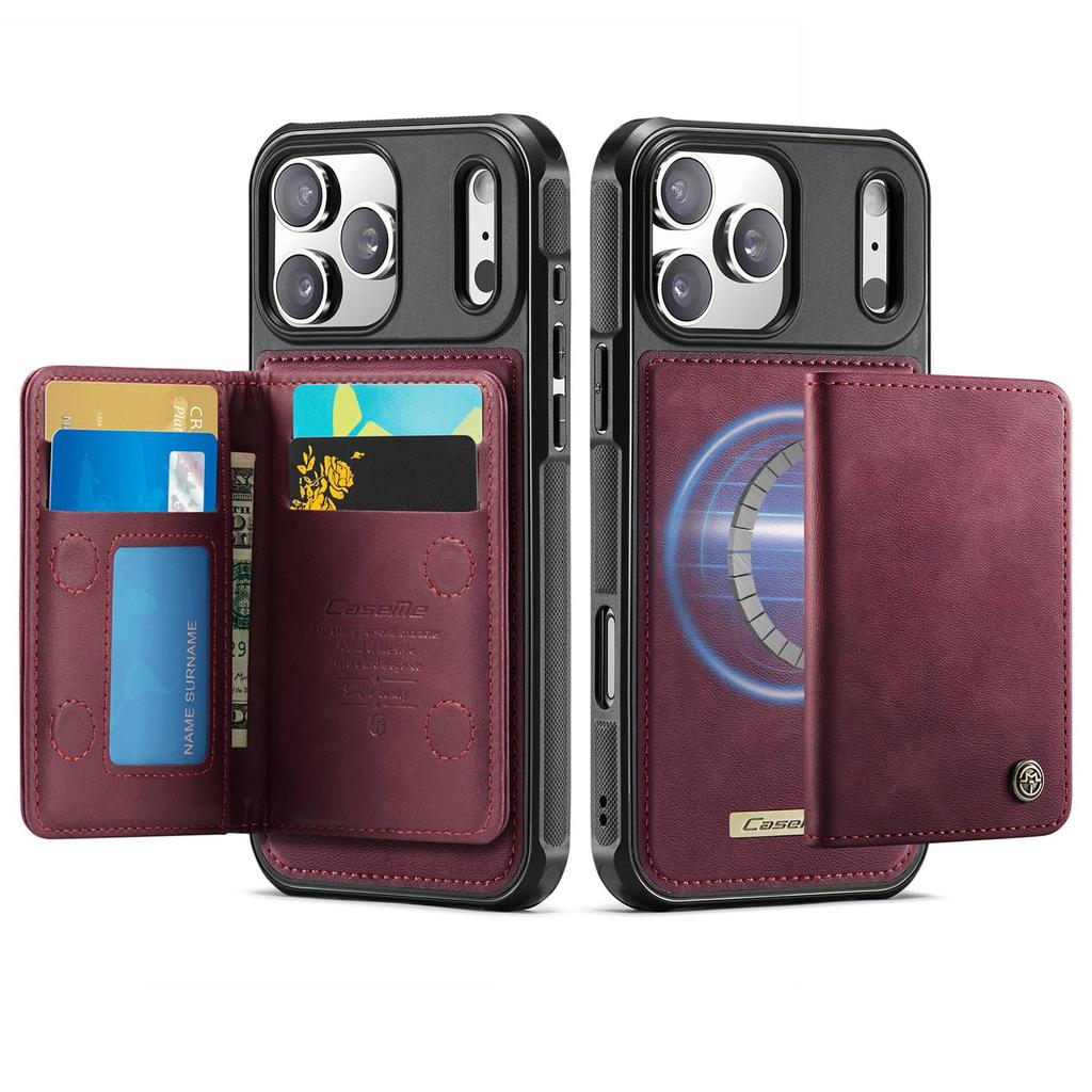 Wallet Case for iPhone 17/Air/16e/15/14/13/12/11 Pro Max 16 Plus Magnetic Card Holder RFID Detachable Kickstand Shockproof Cover