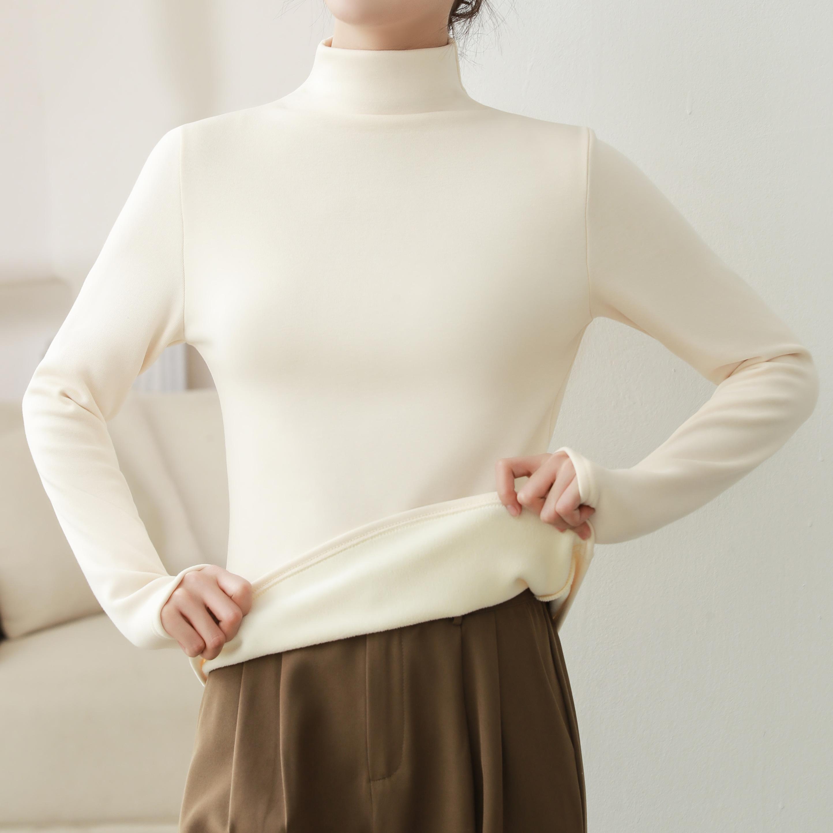 

YYFS женские модные повседневные однотонные принты осень-зима сохраняющие тепло длинные рукава полуводолазка вязаные свитера XXL бежевый