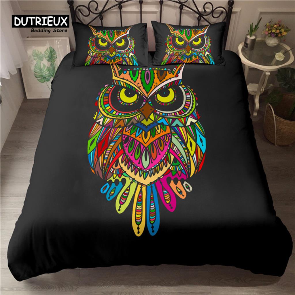 Durable Lightweight Animals Cartoon Owl Butterfly Elephant 3D Print Turtle For Child Adults Polyester King Comforter