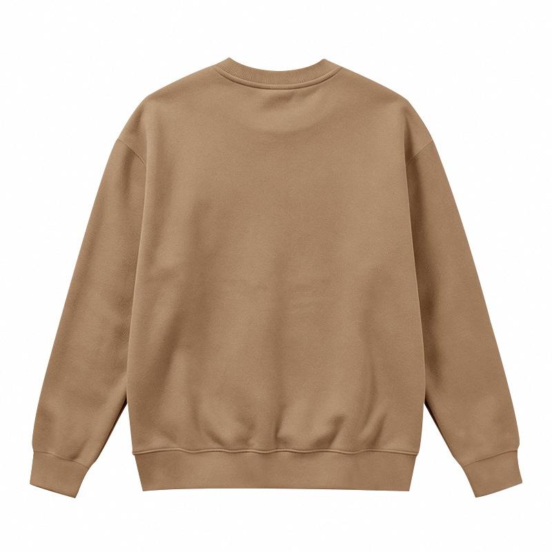Men S Solid Color Fleece Lined Loose Casual Round Neck Sweatshirt