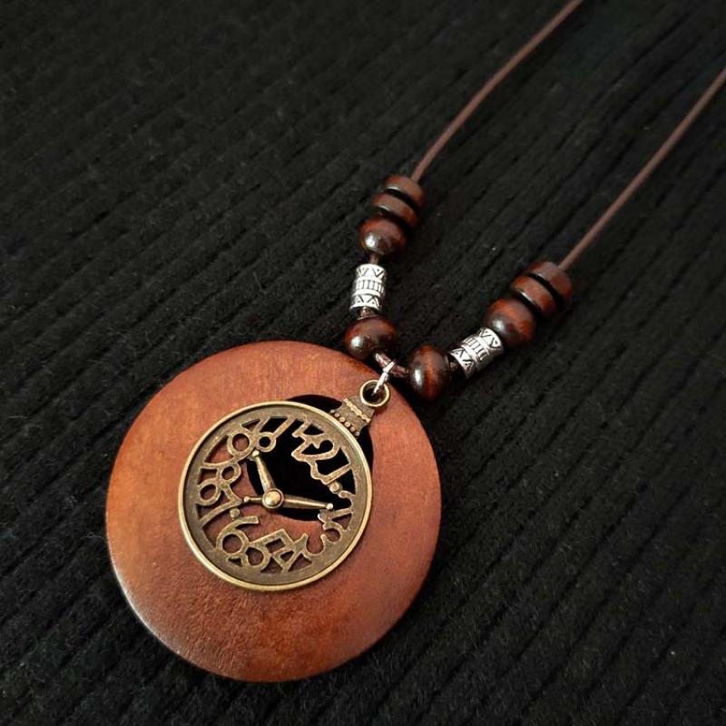 Vintage Accessories Ethnic Wind Korean Wooden Bird Pendant Long Necklace for Women Men Sweater Chain Jewelry