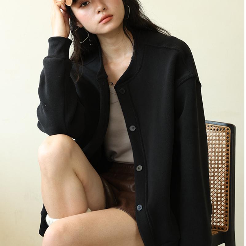 Vintage Women Soft Cropped Bomber Jacket 2025 Female Spring Autumn Woolen Cloth Jacket Woman Fashion Short Coats