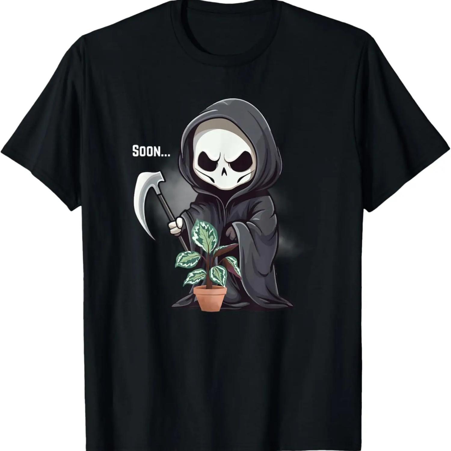 Скоро Забавная Футболка для Любителя Растений Калатея Смерть Жнец S чёрный