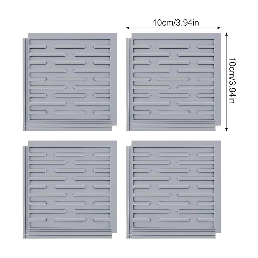 Interlocking Silicone Dish Drying Mat 4Pcs Countertop Waterproof Non-Slip Drain Tray for Kitchen