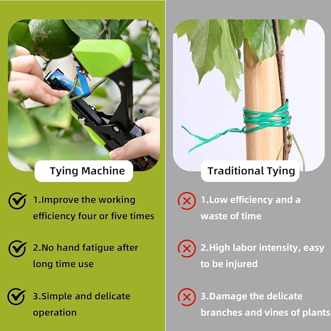 Plant Tying Machine Gardening Plant Vine Tying Tool for Vegetable Grape Cucumber Tomato Flower and Pepper