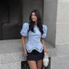 Casual Puff Sleeve Top For Women With Polyester Fabric For Daily Wear