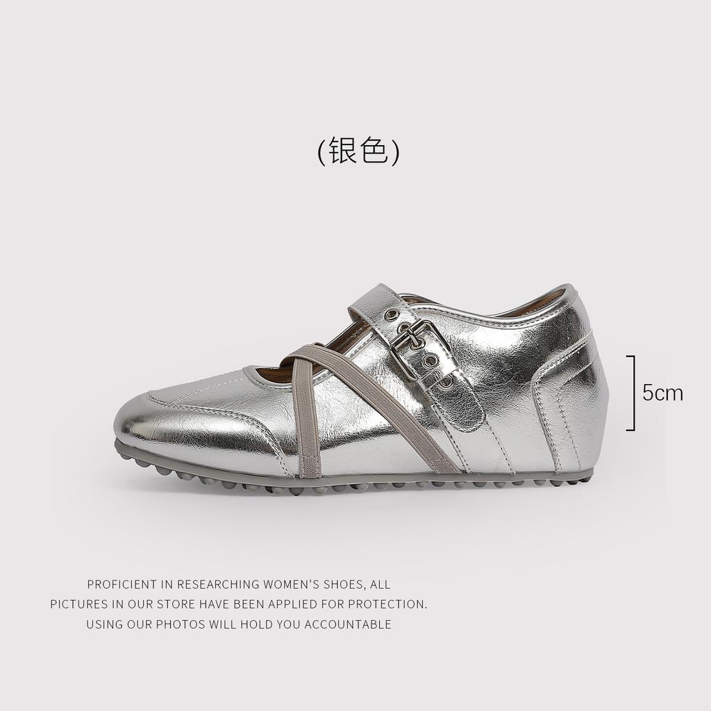 Inner Height Increase Of 5 Cm Sheepskin Insoles Women'S Shoes Women'S Feet French Style Not Tired Inner Height Increase Temperament Single Shoes