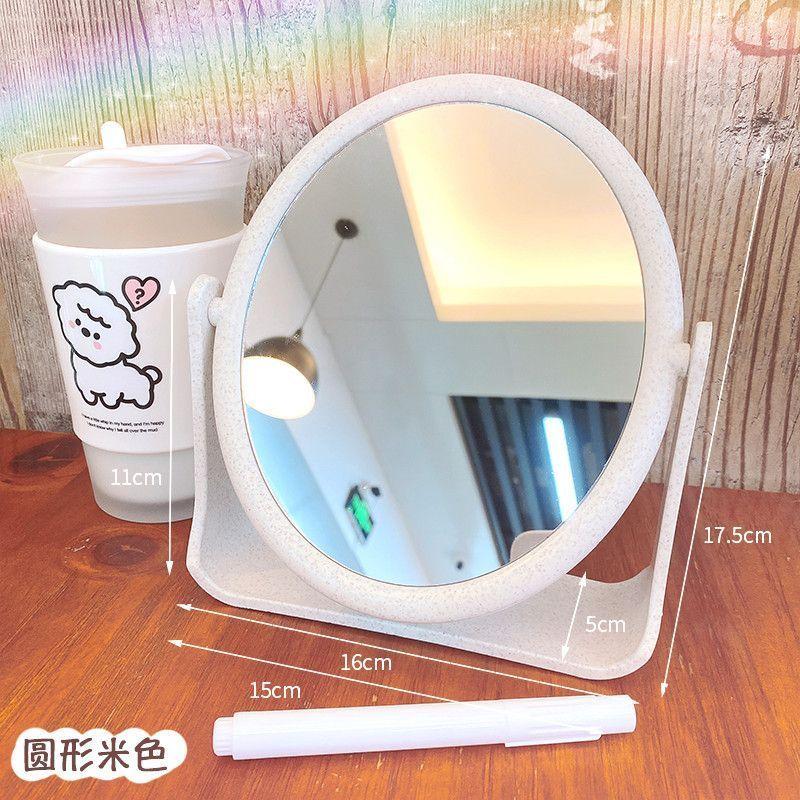 European Style Makeup Mirror Dual Side Rotating Desktop Vanity Mirror with Stand for Dorm