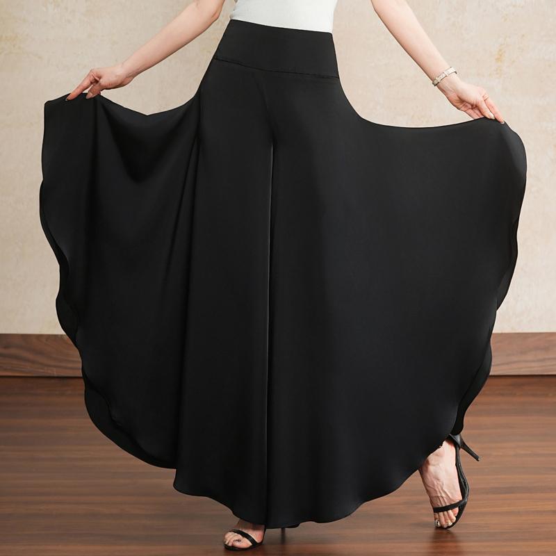 Women's High Waist Ruffle Wide Leg Pants – Flowy Maxi Palazzo Trousers (Size 27-33)