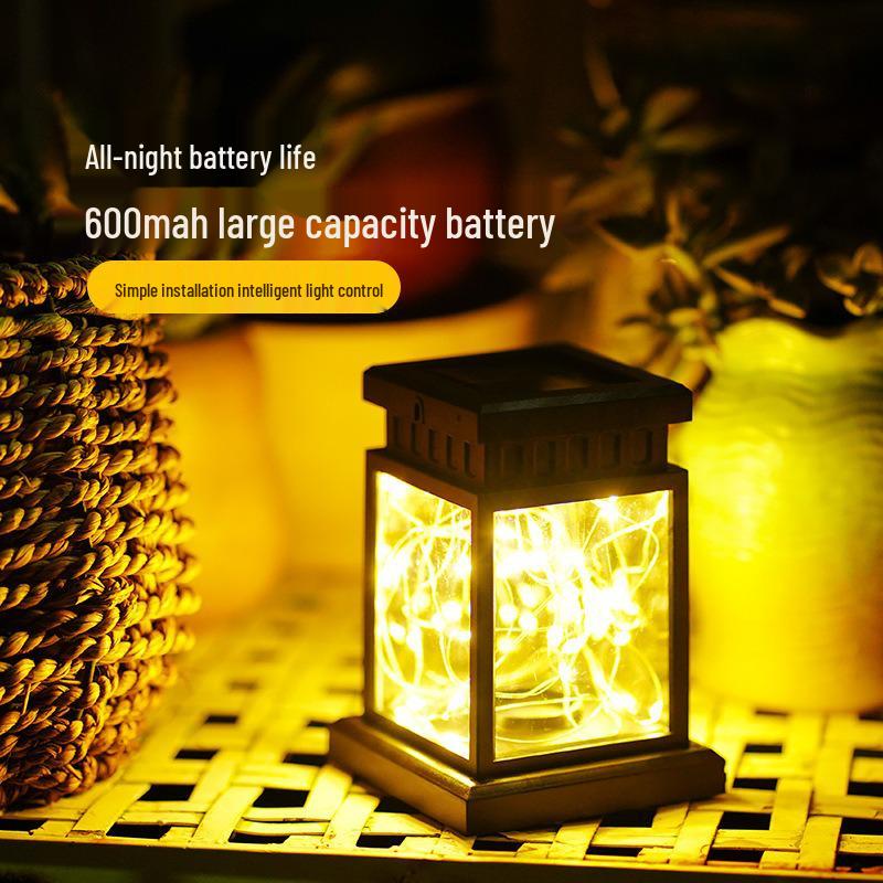 Solar LED Star Hanging Lantern: Copper Wire, Flickering Candle Effect, Waterproof Outdoor Light