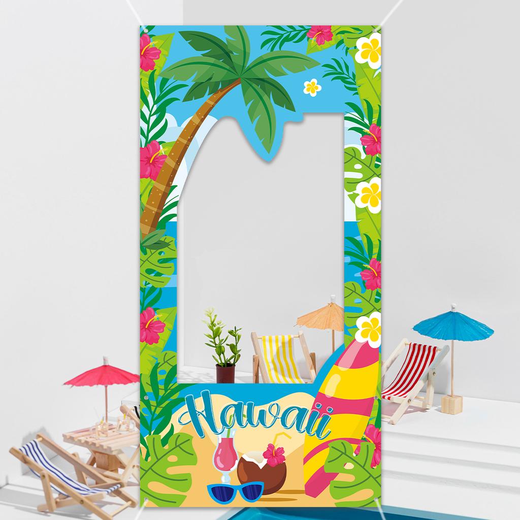 Hawaiian Photo Props Frames Background Tropical Hawaii Birthday Party Decor Kids Wedding Party Supplies Favors Baby Shower ALOHA