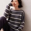 Lekasha Off-the-Shoulder Striped Cashmere Sweater for Women - Autumn/Winter New Arrival