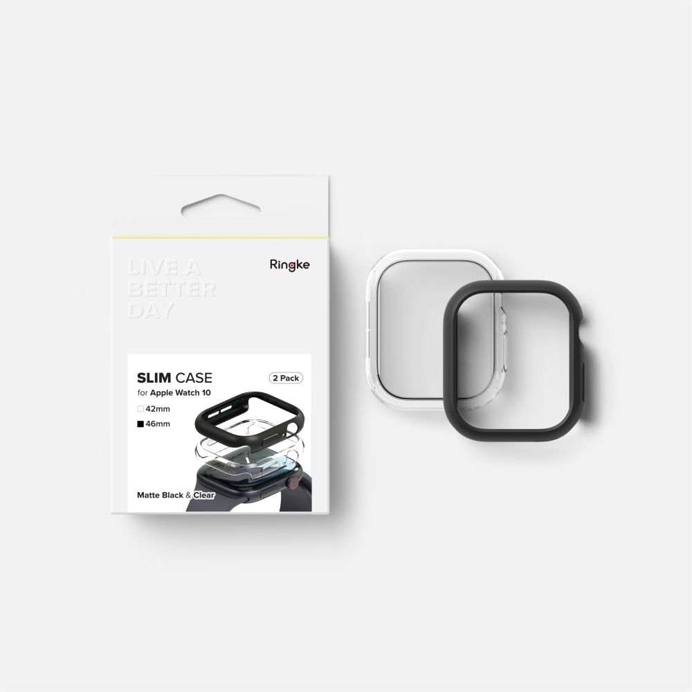 Ringke Slim 2-Pack Apple Watch 10 (46mm) Clear & Matte Black