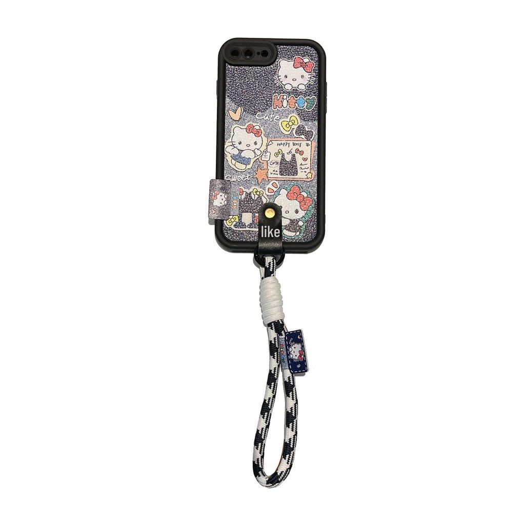 Lychee Pattern Puppy Phone Case with Cute Hand Strap for OPPO A58, A96, A17K, A3 PRO