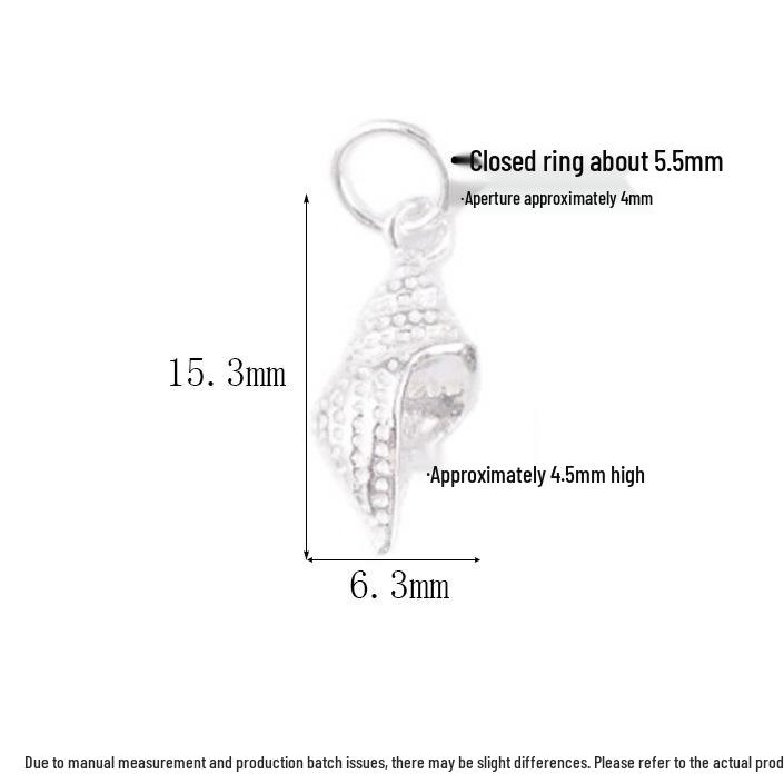 S925 Sterling Silver 3D Conch Shell Pendant for Cute Marine Life DIY Bracelets with Crystal Beads