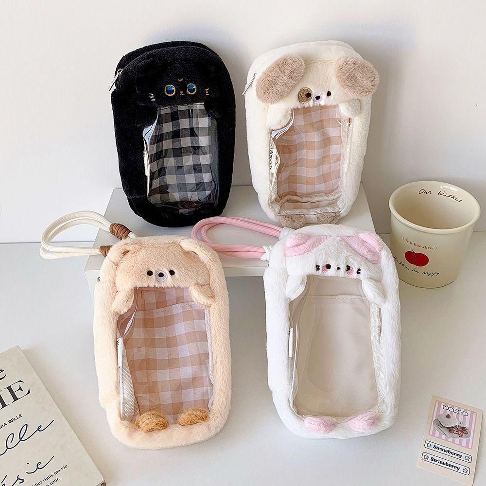 Cartoon Transparent Data Cable Storage Bag Portable Dustproof Doll Bag Pendant Doll Display Box