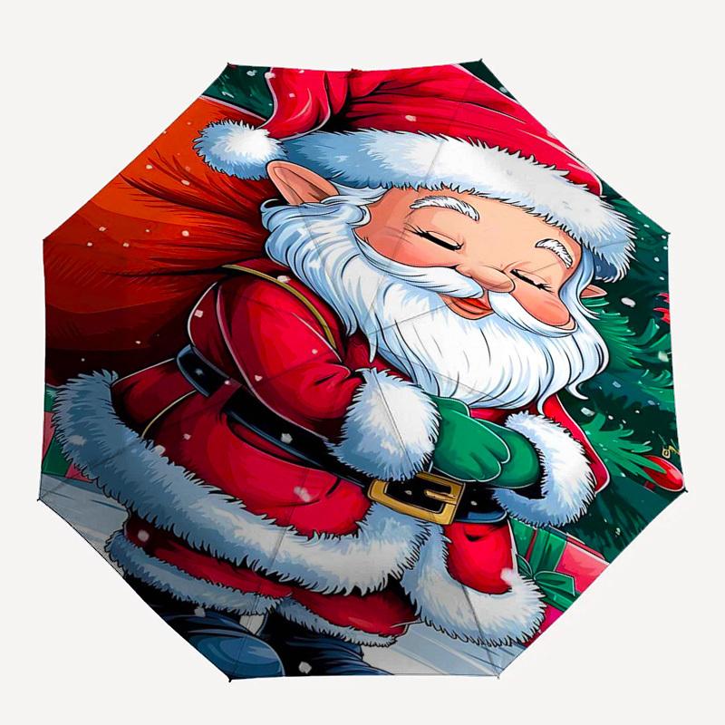 1pc Christmas Santa Claus Design Automatic Opening/Closing Umbrella with Foldable Design and 8-Iron Frame, Perfect Gift for Fans, Travelers, and Daily