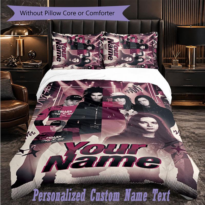 Personalized 3Pcs Bedding SetTokio Hotel Custom Text Duvet Cover Pillowcase Set Bedroom Gift