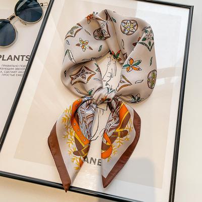 Silk Scarf 70 Small Square Scarf Retro Versatile Season High-End Printing Women'S Professional Scarf Scarf