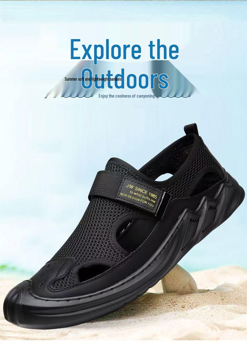 Men s Trendy Wide-Strap Leather Slip-On Sandals - Comfortable, Non-Slip Clogs 43