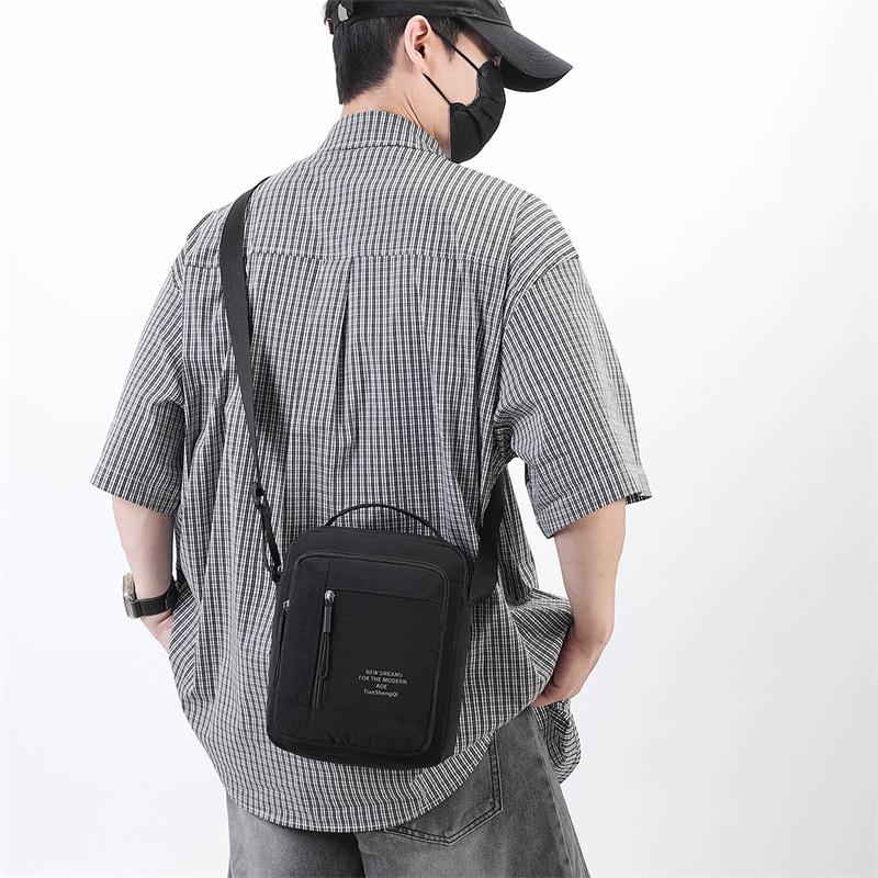 Men's Nylon Crossbody Backpack Fashionable Versatile Summer New Style Waterproof Single Shoulder Sling Bag Simple Design