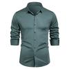 Business Casual Long Sleeve Shirt Men's Fashion Bottom Shirt Stretch Men's Shirt