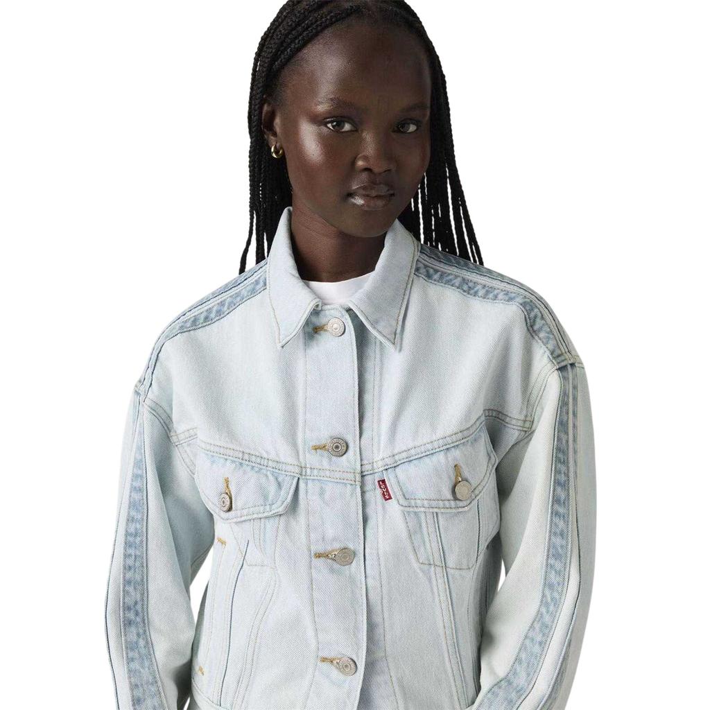 Levis Womens/Ladies Striped Cotton Denim Trucker Jacket