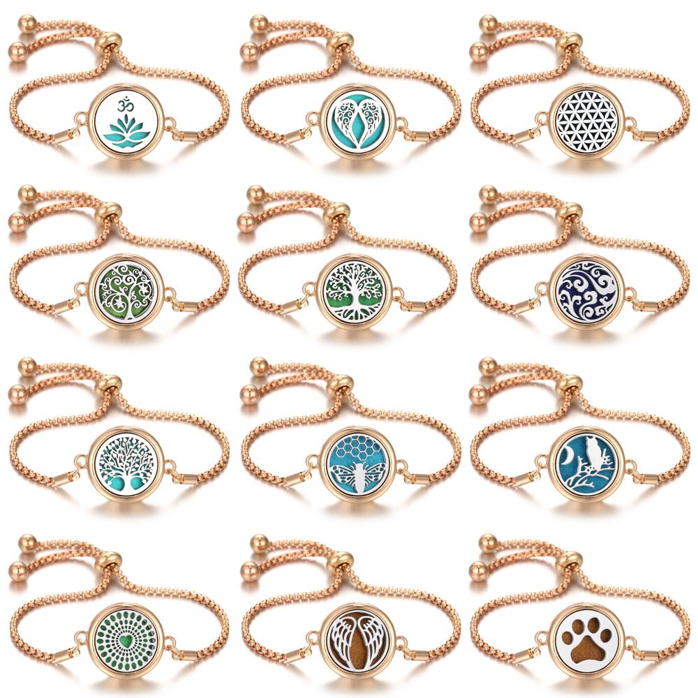 New Aromatherapy Diffuser Bracelet Essential Oil Diffuser Bracelet Alloy Stainless Steel Perfume Aroma Locket Bracelet for Women