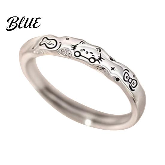 Fish Dog Bone Ring Couple Cartoon Cat Graffiti Design Matte