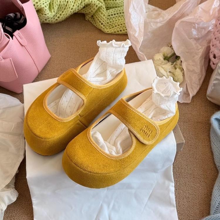 Soft leather version~ thick bottom simple height increase soft bottom 2025 spring new versatile round head bag head tow boken color women