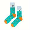1 Pair of New Autumn and Winter Black Cat Catching Fish Pattern Men's Couple Middle Tube Socks