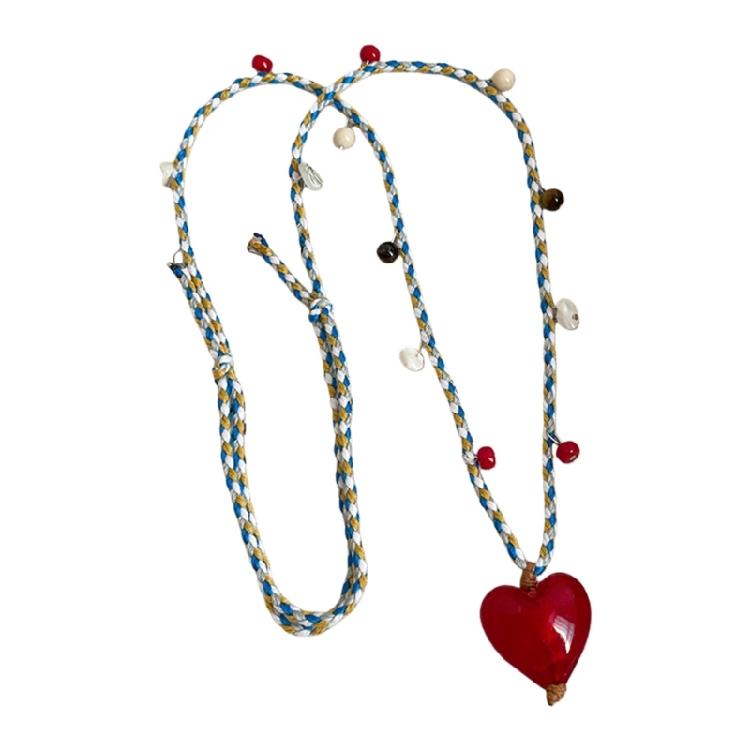 Elegant Simple Heart Pendant Adjustable Cord Necklace Resin Charm Drawstring Collarbone Chain For Daily Wear 1