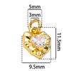 2Piece/Pack 18K Gold Color Plated Heart Charms Pendants with Zircon for DIY Bracelet Necklace Jewelry Making Accessories