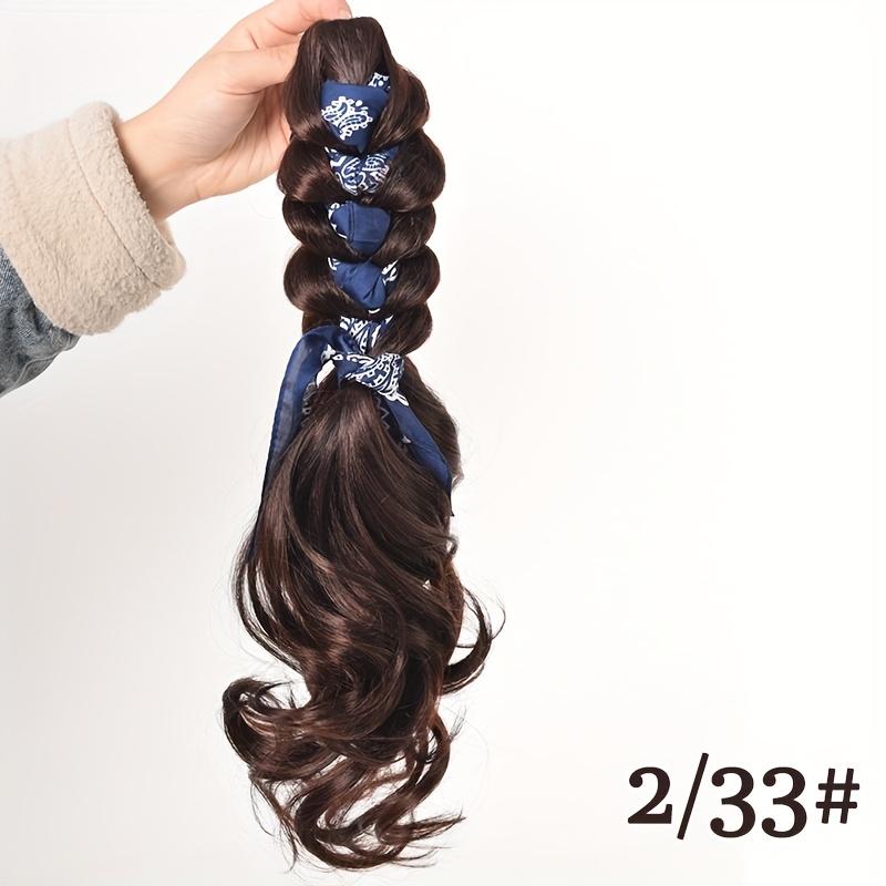 

Синтетический длинный волнистый накладной хвостик, накладные волосы, ленточный коготь, зажим для хвостика для женщин, термостойкий зажим для хвостика, искусственные волосы темно-коричневого