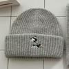 Puppy Embroidered Scarf, Hat, Headgear, Female Autumn and Winter Warm Face Small Knitted Wool Hat Outdoor Leisure