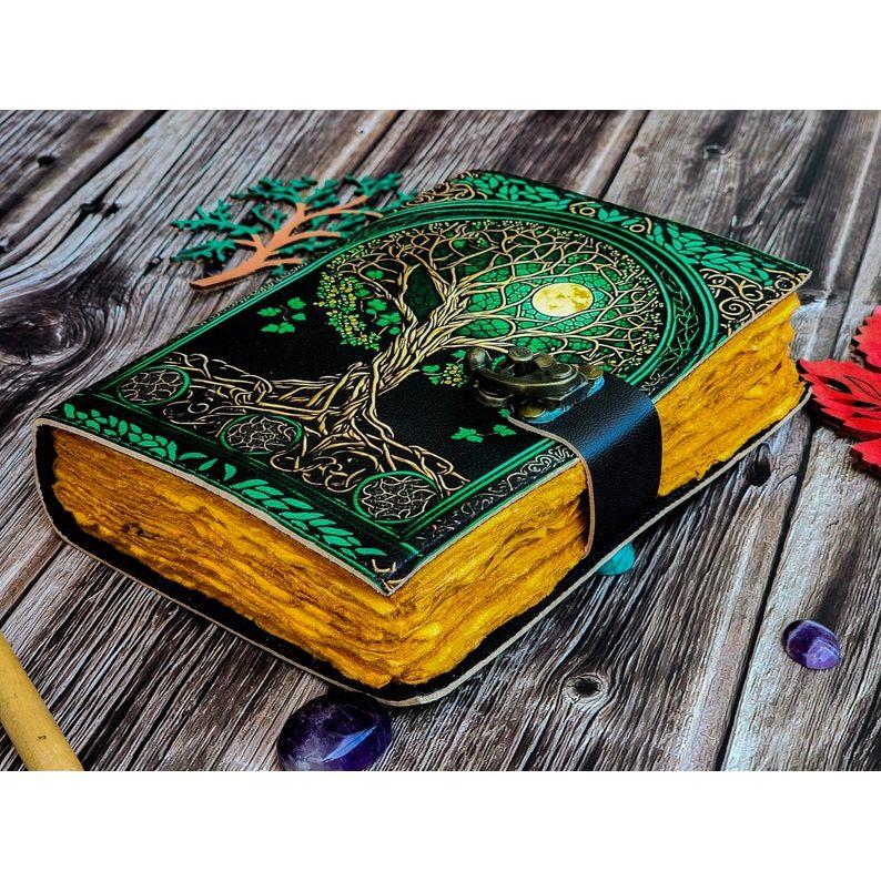 Leather Journal Tree of Life - Genuine Leather Notebooks For Women - Beautiful Journal For Sketches Book Traveling Book Blank Spell Book
