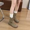 Retro Versatile Heightening Boots Women's Autumn and Winter New Two-wear Short Western Boots Maillard Brown Short Boots
