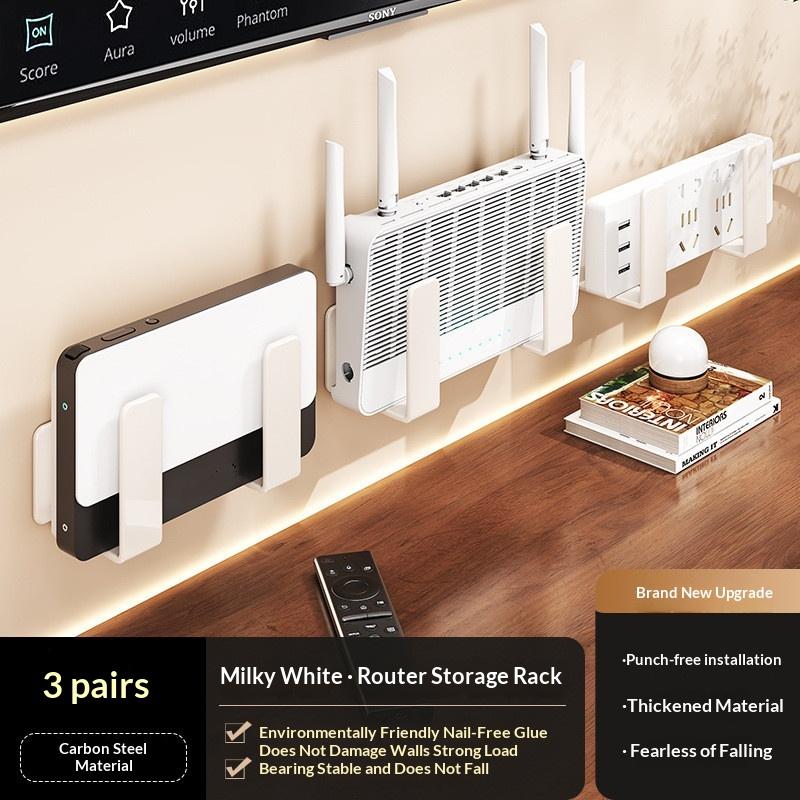 Wandmontage Router Steckdosenleiste Halter Kohlenstoffstahl Multifunktional Wifi Platzierungsregal Platzsparend Bohrlos Wandmontagehalterung